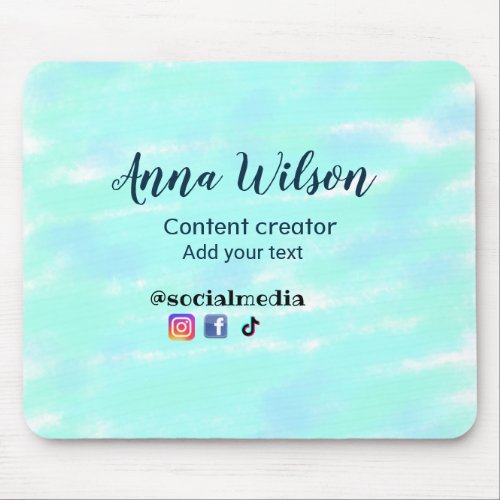 Social media content creator blue green add name t mouse pad