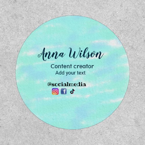 Social media content creator blue green add name t patch