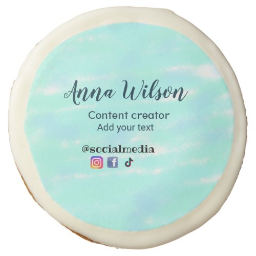 Social media content creator blue green add name t sugar cookie