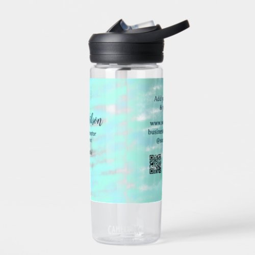 Social media content creator blue green add name t water bottle