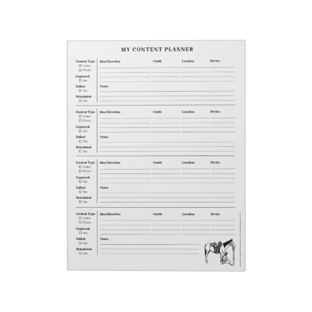 Social Media Content Planner Notepad (Rotated)