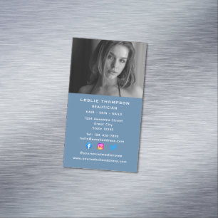 Social Media Cosmetologist Beautician Vertical Business Card Magnet