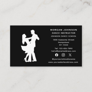 Social Media Dance Instructor Ballroom Dancing Business Card
