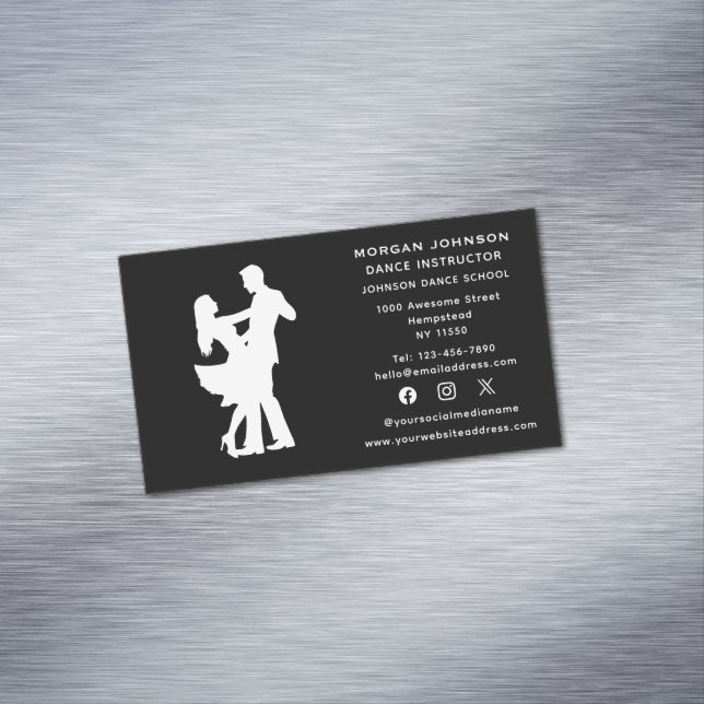 Social Media Dance Instructor Ballroom Dancing Business Card Magnet (In Situ)