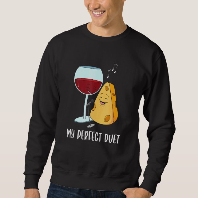 Social Media Duet Design For A Red Wine And Cheese Sweatshirt (Front)