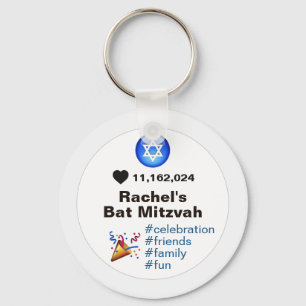 Social Media Emoji Bat Mitzvah or Bar Mitzvah Keychain