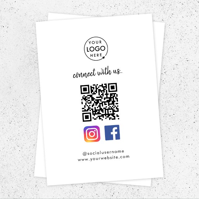  Social Media Enclosure Card | Instagram Facebook (Connect with us QR code enclosure cards to promote your social media - Instagram, Facebook & more!)