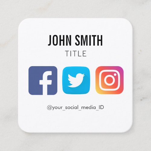 SOCIAL MEDIA FACEBOOK TWITTER INSTAGRAM PROFILE SQUARE BUSINESS CARD