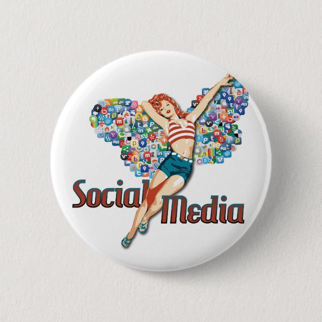 Social Media fairy pin-up Button (Front)