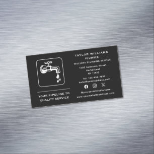 Social Media Faucet Water Drop Plumber Plumbing Business Card Magnet