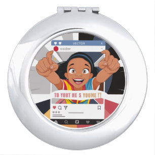 Social Media Frame Fun Kids Birthday Party  Compact Mirror