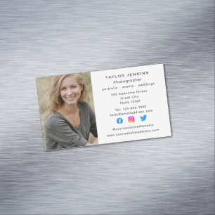 Social Media Freelance Photographer Headshot Photo Business Card Magnet