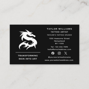 Social Media Fun Tattoo Artist Dragon Illustration Business Card