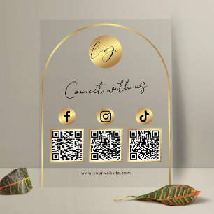  Social Media Gold Arch Logo QR Code Transparent Acrylic Sign