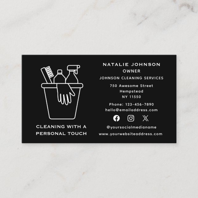Social Media House Cleaning Services Janitorial Business Card (Front)