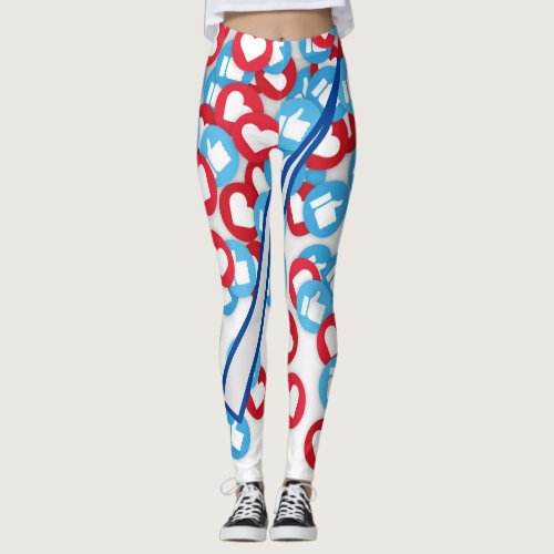 Social Media Icons Leggings _ Like  Heart Pattern