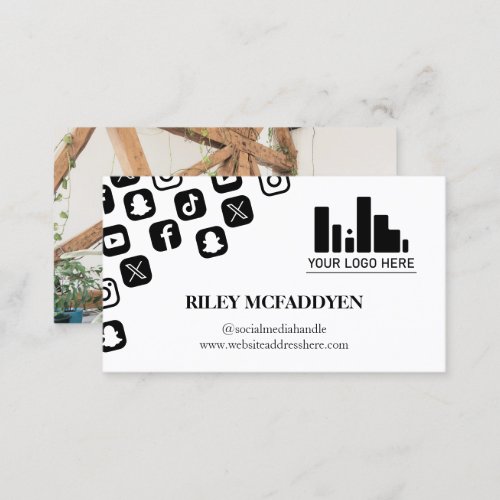 Social Media Icons Logo Influencer Podcaster  Business Card