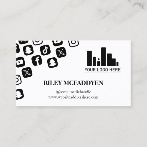 Social Media Icons Logo Influencer Podcaster  Business Card