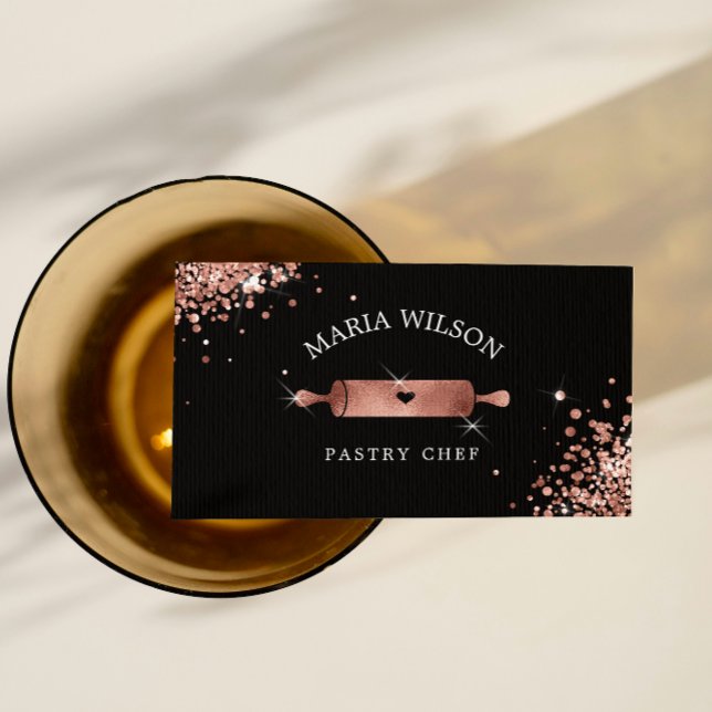 Social Media Icons Pastry Chef bakery Rolling Pin Business Card (Creator Uploaded)