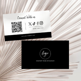 Social Media icons Qr Code Logo Connect With us Business Card