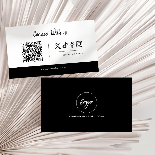 Social Media icons Qr Code Logo Connect With us Business Card (Creator Uploaded)