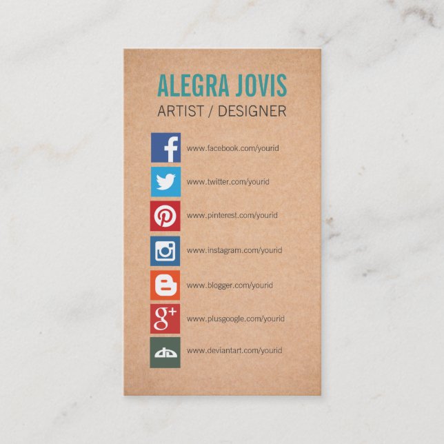 SOCIAL MEDIA ICONS SYMBOLS BUSINESS CARD (Front)