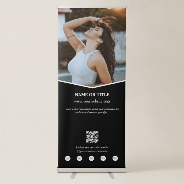 Social Media Influencer Modern Photo Business  Retractable Banner (Front)