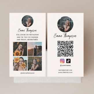 Social Media Influencer QR Code Photo Beige