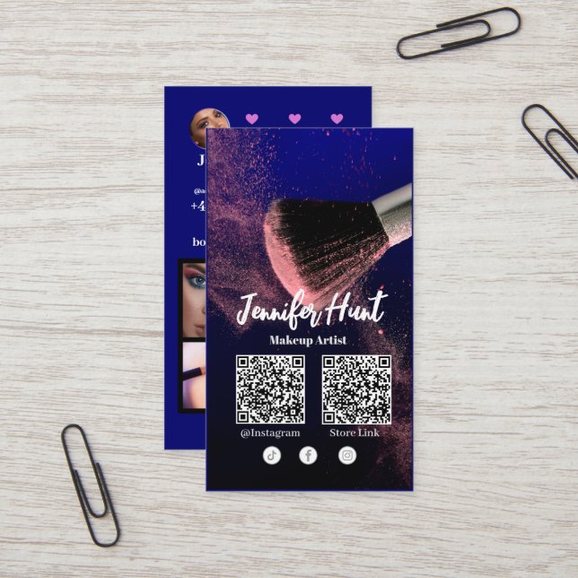 Social Media Influencer Trendy Style QRcode  Business Card (Front/Back In Situ)
