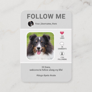 Social Media Inspired Custom Photo Template - Gray Business Card