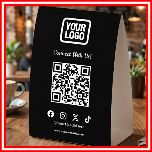 Social Media Instagram TikTok X QR Paper Table Tent