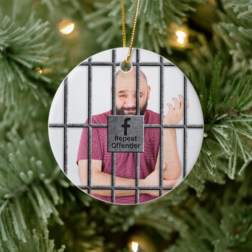 Social Media Jail Photo Ceramic Ornament
