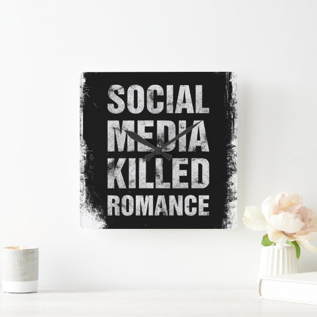 Social Media Killed Romance Square Wall Clock (Home)