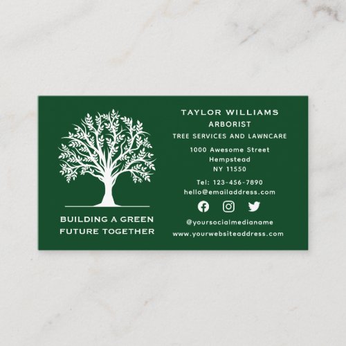 Social Media Lawn Care Landscaping Tree Service Business Card