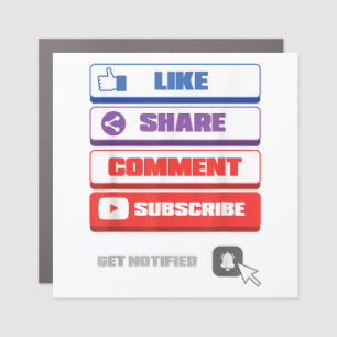 Social Media Like Share Comment Subscribe Vlogger Car Magnet