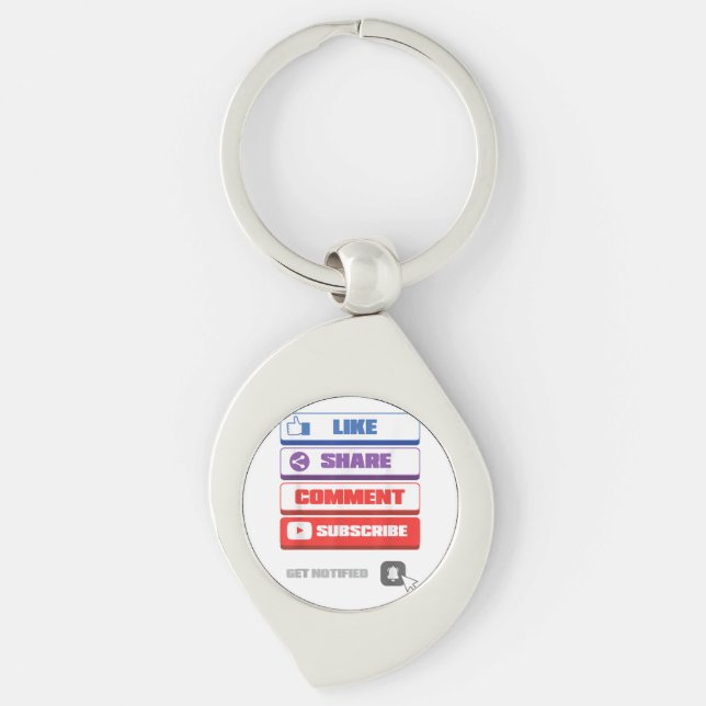 Social Media Like Share Comment Subscribe Vlogger Keychain (Front)