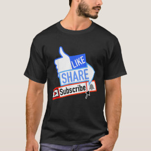 Social Media Like Share Subscribe Notification Bel T-Shirt