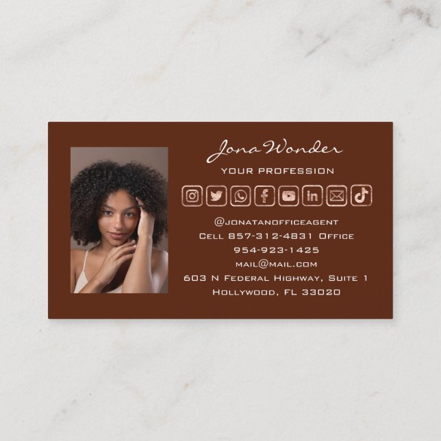 Social Media Logo Custom Photo QR Code Blogger Business Card (Back)