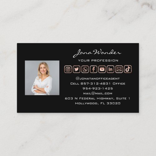 Social Media Logo Custom Photo QRCode TikTokTwitte Business Card