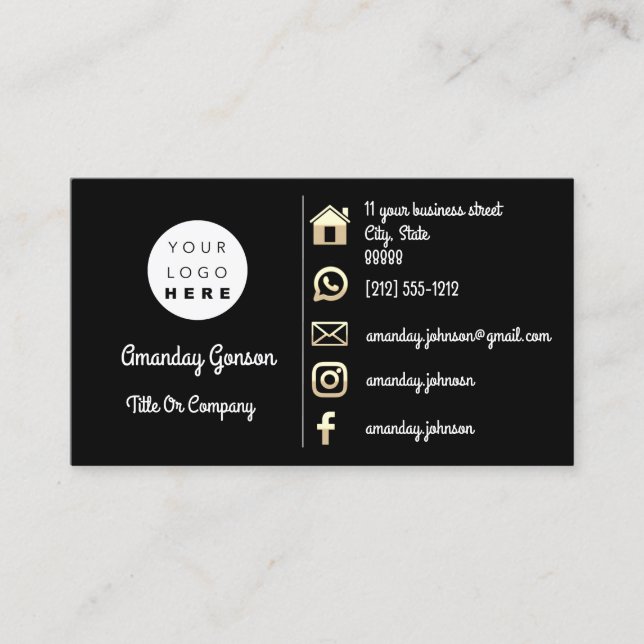 Social Media Logo Gold QR Code Insert Black White (Front)