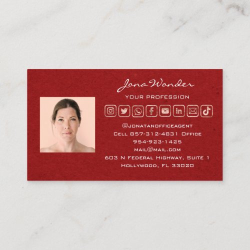 Social Media Logo Photo QR Code Makeup Beauty Red Business Card
