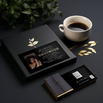 Social Media Logo Photo Qr Code Makeup Black Gold Business Card by luxury_luxury at Zazzle