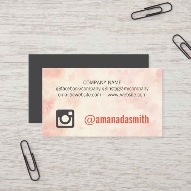 Social Media Logo | Watercolor Background Business Card (Front/Back In Situ)