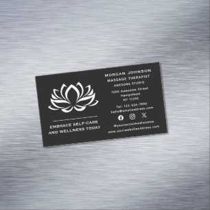 Social Media Lotus Flower Massage Therapy Holistic Business Card Magnet
