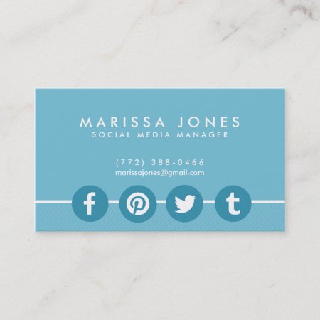 Social Media Manager Blue Business Cards
