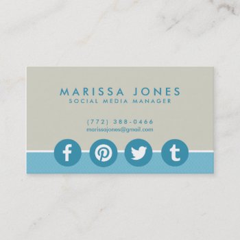Social Media Manager Blue Tan Business Cards by businessmailers at Zazzle