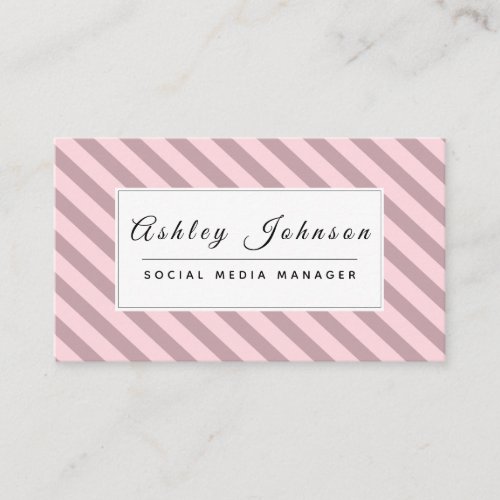 Social Media Manager Geometric Pink Line Pattern Business Card