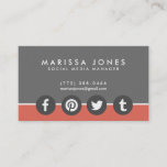 Social Media Manager Peach Gray Business Cards at Zazzle