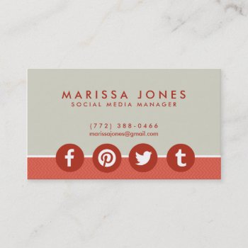 Social Media Manager Peach Tan Business Cards by businessmailers at Zazzle