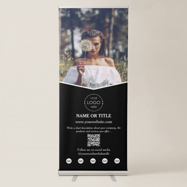 Social Media Modern Photo Business Logo Template Retractable Banner (Front)